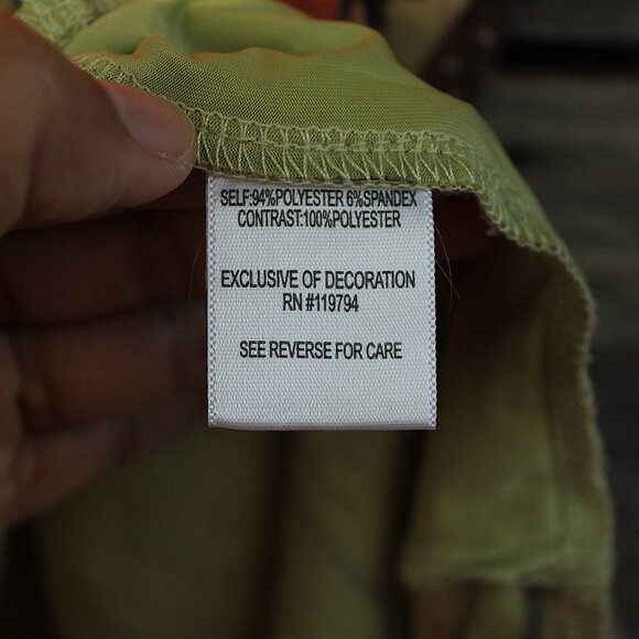 'Energe World Wear' green orange flutter sleeve sequin v-neck snake print top - Picture 7 of 7